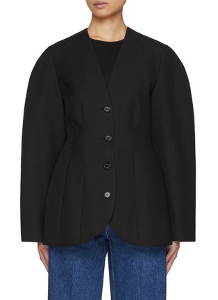 Main View - Click To Enlarge - EENK - Wide Shoulder Wool Hourglass Jacket