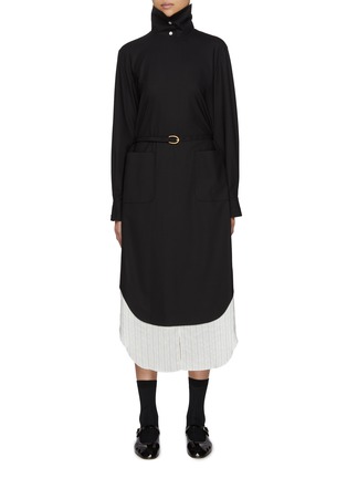 Main View - Click To Enlarge - EENK - Belted Wool Blend Dress