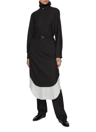 Figure View - Click To Enlarge - EENK - Belted Wool Blend Dress