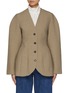 Main View - Click To Enlarge - EENK - Wide Shoulder Wool Blend Hourglass Jacket