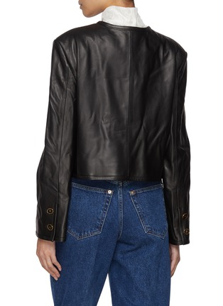 Back View - Click To Enlarge - EENK - Cropped Leather Jacket