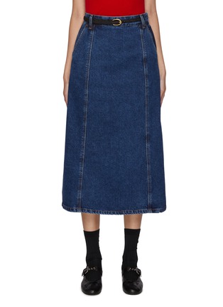 Main View - Click To Enlarge - EENK - Belted Denim Maxi Skirt