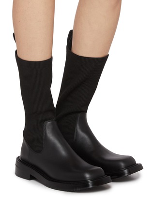 Figure View - Click To Enlarge - ALEXANDERWANG - Detroit Leather Long Sock Boots