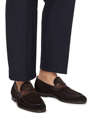 Figure View - Click To Enlarge - MAGNANNI - Suede Leather Penny Loafers