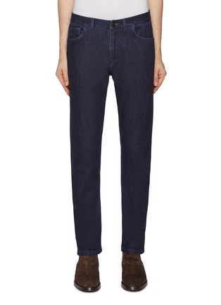 Main View - Click To Enlarge - ISAIA - Dark Wash Cotton Cashmere Blend Jeans