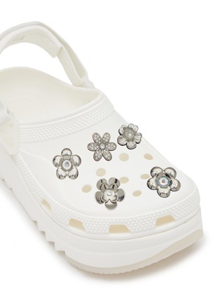 Detail View - Click To Enlarge - CROCS - Monochrome Silver Flower Jibbitz Charm — Set of 5