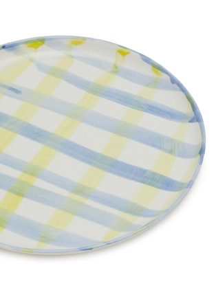 Detail View - Click To Enlarge - LA ROMAINE EDITIONS - Check Dessert Plate — Blue/Yellow