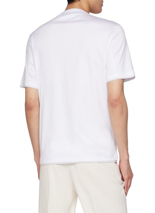 Back View - Click To Enlarge - BRUNELLO CUCINELLI - Stitched Logo Cotton T-Shirt