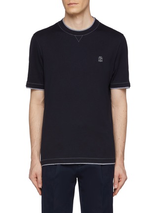 Main View - Click To Enlarge - BRUNELLO CUCINELLI - Logo Embroidered Cotton T-shirt