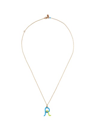 Main View - Click To Enlarge - BEA BONGIASCA - Duo Enamel Initial 'R' 9K Gold Pendant Necklace