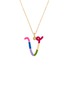 Main View - Click To Enlarge - BEA BONGIASCA - Rainbow Enamel Initial Letter 'V' 9K Gold Pendant Necklace