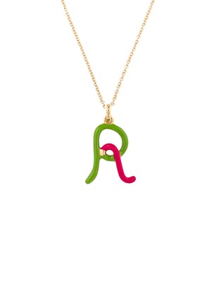 Main View - Click To Enlarge - BEA BONGIASCA - Duo Enamel Initial 'R' 9K Gold Pendant Necklace