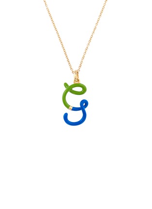 Main View - Click To Enlarge - BEA BONGIASCA - Duo Enamel Initial 'G' 9K Gold Pendant Necklace