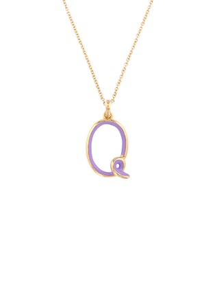 Main View - Click To Enlarge - BEA BONGIASCA - Enamel Initial 'Q' 9K Gold Pendant Necklace