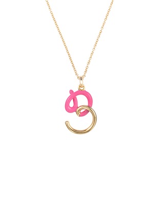 Main View - Click To Enlarge - BEA BONGIASCA - Half Enamel Initial 'B' 9K Gold Pendant Necklace