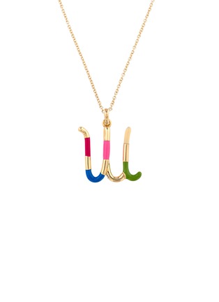 Main View - Click To Enlarge - BEA BONGIASCA - Rainbow Enamel Initial Letter 'W' 9K Gold Pendant Necklace