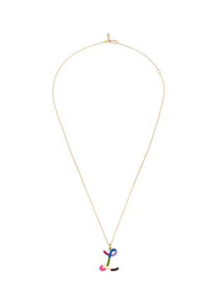 Detail View - Click To Enlarge - BEA BONGIASCA - Rainbow Enamel Initial Letter 'L' 9K Gold Pendant Necklace