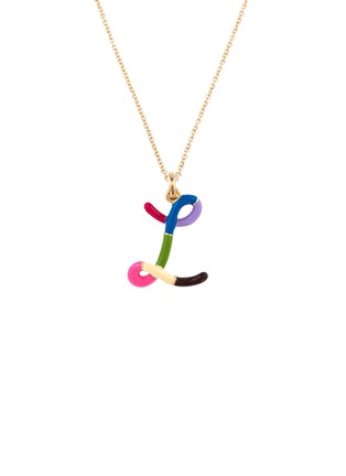 Main View - Click To Enlarge - BEA BONGIASCA - Rainbow Enamel Initial Letter 'L' 9K Gold Pendant Necklace