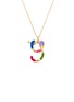 Main View - Click To Enlarge - BEA BONGIASCA - Rainbow Enamel Initial Letter 'Y' 9K Gold Pendant Necklace