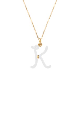 Main View - Click To Enlarge - BEA BONGIASCA - Enamel Initial 'K' 9K Gold Pendant Necklace