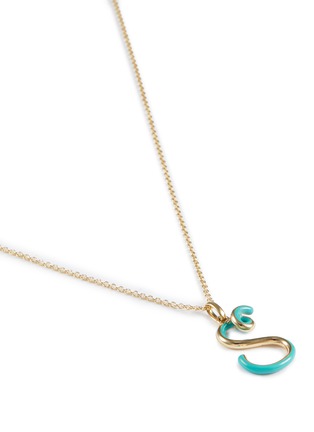 Detail View - Click To Enlarge - BEA BONGIASCA - Half Enamel Initial 'S' 9K Gold Pendant Necklace