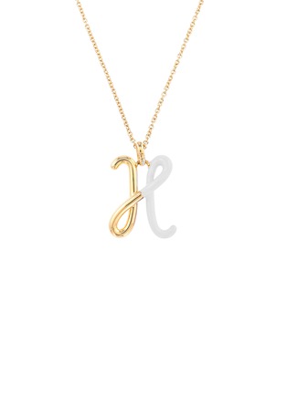 Main View - Click To Enlarge - BEA BONGIASCA - Half Enamel Initial 'H' Pendant Necklace