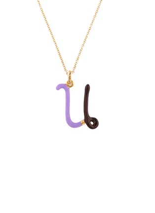 Main View - Click To Enlarge - BEA BONGIASCA - Duo Enamel Initial 'U' 9K Gold Pendant Necklace