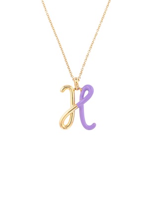 Main View - Click To Enlarge - BEA BONGIASCA - Half Enamel Initial 'H' 9K Gold Pendant Necklace