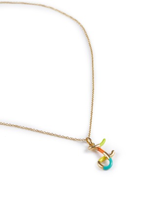 Detail View - Click To Enlarge - BEA BONGIASCA - Rainbow Enamel Initial 'F' 9K Gold Pendant Necklace