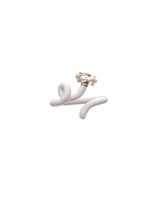 Main View - Click To Enlarge - BEA BONGIASCA - Baby Vine Enamel 9K Gold Rock Crystal Tendril Ring — EU 50