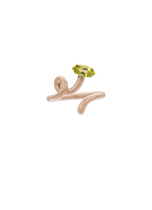 Main View - Click To Enlarge - BEA BONGIASCA - Baby Vine Enamel 9K Gold Peridot Tendril Ring — EU 54