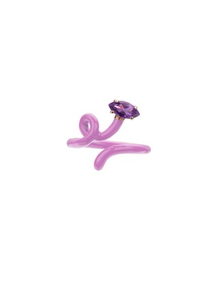 Main View - Click To Enlarge - BEA BONGIASCA - Baby Vine Enamel 9K Gold Amethyst Tendril Ring — EU 54