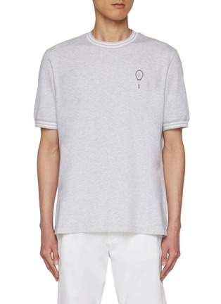 Main View - Click To Enlarge - BRUNELLO CUCINELLI - Tennis Embroidered Cotton T-shirt