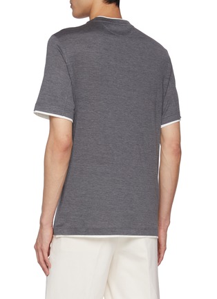 Back View - Click To Enlarge - BRUNELLO CUCINELLI - Layered Trim Silk Cotton T-Shirt