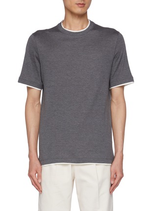 Main View - Click To Enlarge - BRUNELLO CUCINELLI - Layered Trim Silk Cotton T-Shirt