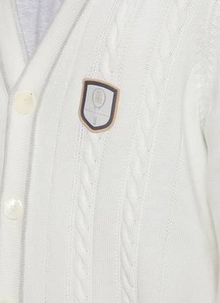  - BRUNELLO CUCINELLI - Logo Patch Cable Cotton Knit Cardigan