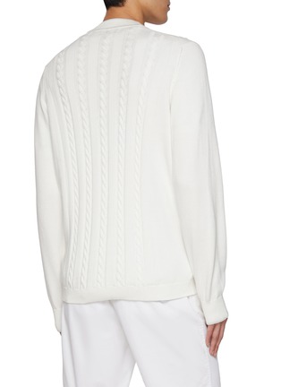 Back View - Click To Enlarge - BRUNELLO CUCINELLI - Logo Patch Cable Cotton Knit Cardigan