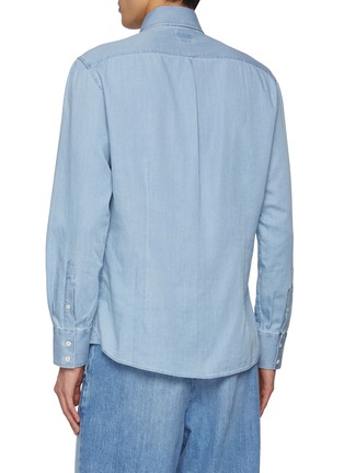 Back View - Click To Enlarge - BRUNELLO CUCINELLI - Spread Collar Light Wash Denim Shirt