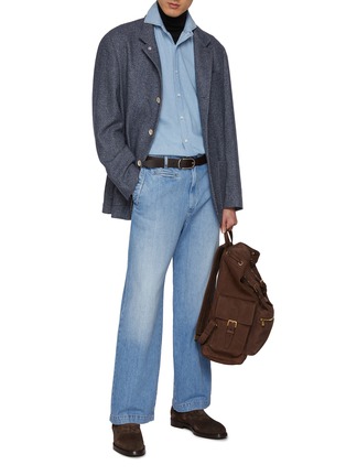 Figure View - Click To Enlarge - BRUNELLO CUCINELLI - Spread Collar Light Wash Denim Shirt