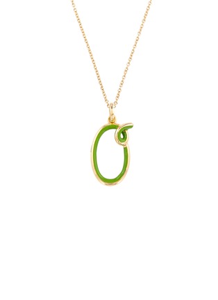 Main View - Click To Enlarge - BEA BONGIASCA - Half Enamel Initial 'O' Pendant Necklace - Pistacchio Enamel