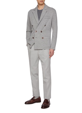 Figure View - Click To Enlarge - BRUNELLO CUCINELLI - Double Breasted Notch Lapel Cashmere Cardigan