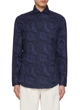 Main View - Click To Enlarge - BRUNELLO CUCINELLI - Spread Collar Paisley Cotton Shirt