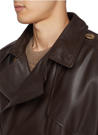 Detail View - Click To Enlarge - BRUNELLO CUCINELLI - Detachable Collar Leather Trench Coat