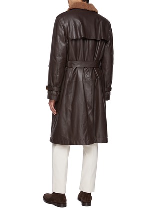 Back View - Click To Enlarge - BRUNELLO CUCINELLI - Detachable Collar Leather Trench Coat