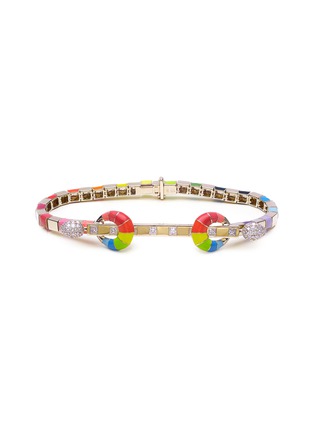 Main View - Click To Enlarge - BEA BONGIASCA - Rainbow Enamel 9K Gold Diamond Bracelet