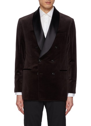 Main View - Click To Enlarge - BRUNELLO CUCINELLI - Double Breasted Cotton Velvet Smoking Jacket