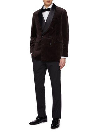 Figure View - Click To Enlarge - BRUNELLO CUCINELLI - Double Breasted Cotton Velvet Smoking Jacket