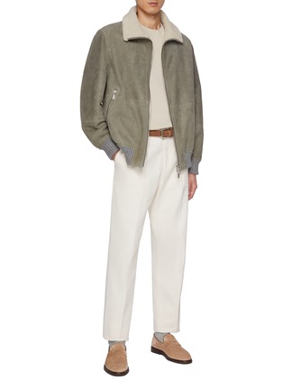 Figure View - Click To Enlarge - BRUNELLO CUCINELLI - Zip Up Shearling Jacket