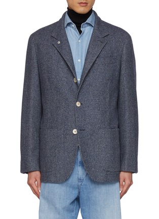 Main View - Click To Enlarge - BRUNELLO CUCINELLI - Single Breasted Herringbone Wool Blend Blazer