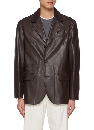 Main View - Click To Enlarge - BRUNELLO CUCINELLI - Single Breasted Leather Blazer